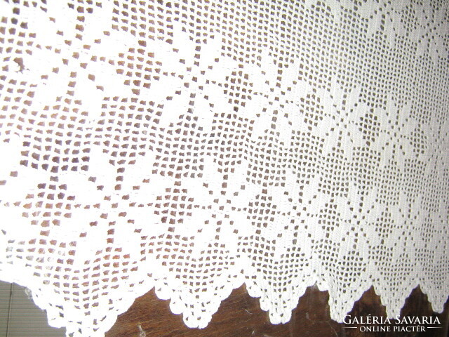 Beautiful floral hand crocheted antique stained glass lace curtain