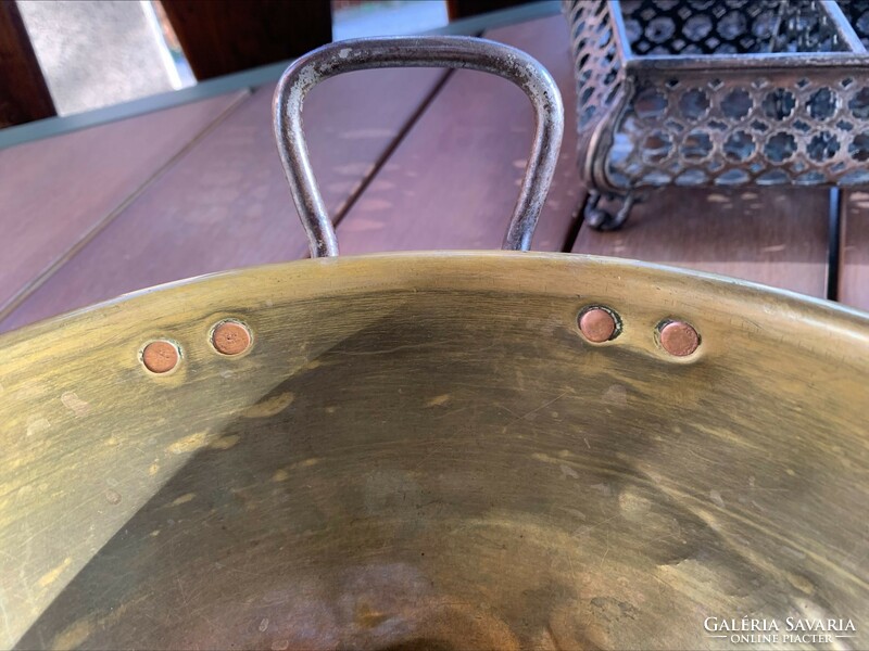 Old copper foam bowl, thicker type, solid brass confectionary accessory, easy to use piece, 864 g.