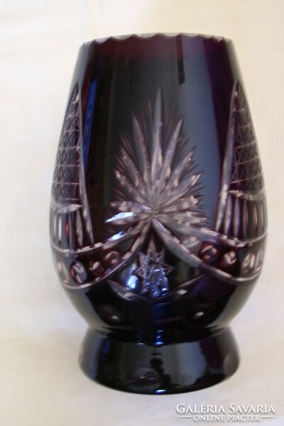 Action! Vase ruby crystal glass polished 20x14cm