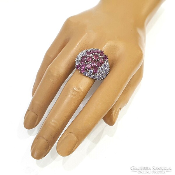 925 Silver ring with real gemstones (tanzanite, rhodolite garnet)