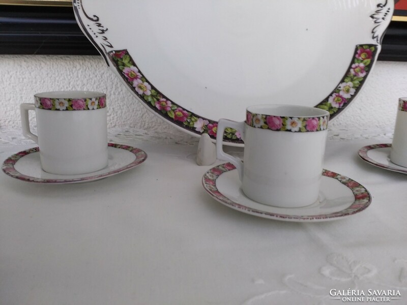 Czech victorian coffee cups with coasters from the 1930s