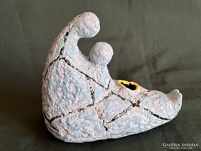 Mother with child ceramic candle holder (c0016)