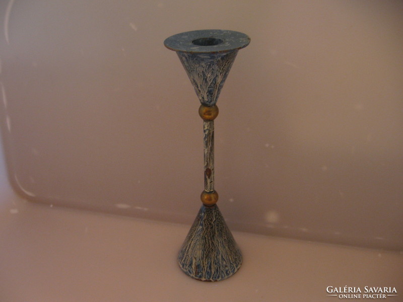 Copper candle holder with cloudy painted pattern