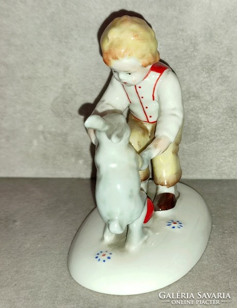 Porcelain Easter bunny with porcelain figure (German)
