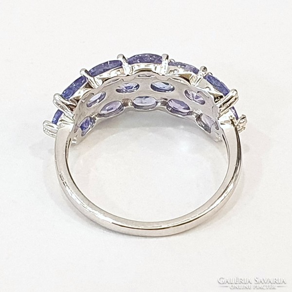 925 ezüst Gyűrű valódi Tanzanit drágakövekkel
