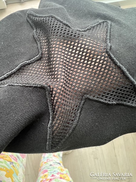 Calzedonia women's leggings, black cotton pants, net with star inserts m