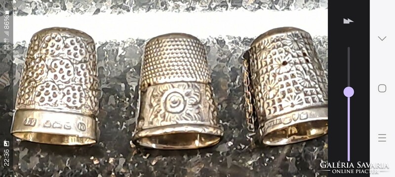 Sale!Antique English sterling silver thimble trio