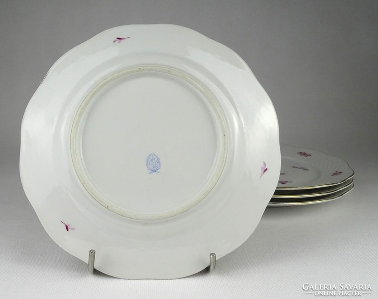 1Q471 Zöld Eton mintás Herendi porcelán süteményes tányér 4 darab