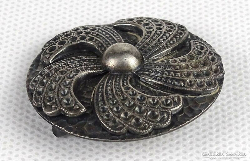 1Q454 old decorative silver-plated brooch dress ornament 4 cm
