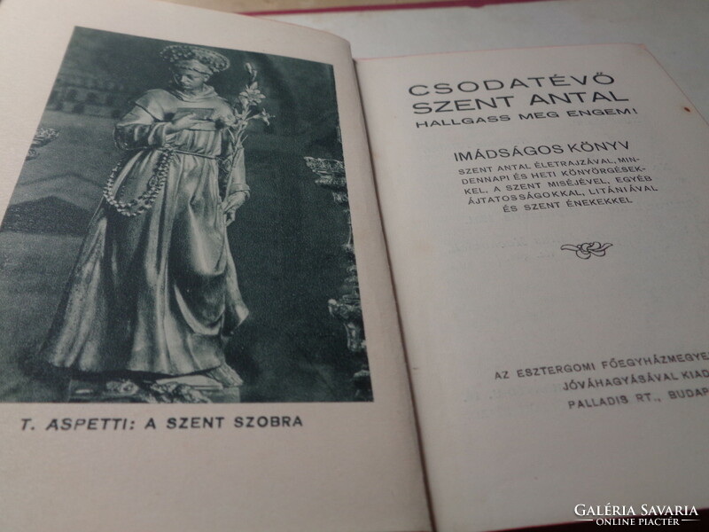 Prayer book, miracle-working saint Antal, listen 1931. Top condition 9 x 12 cm