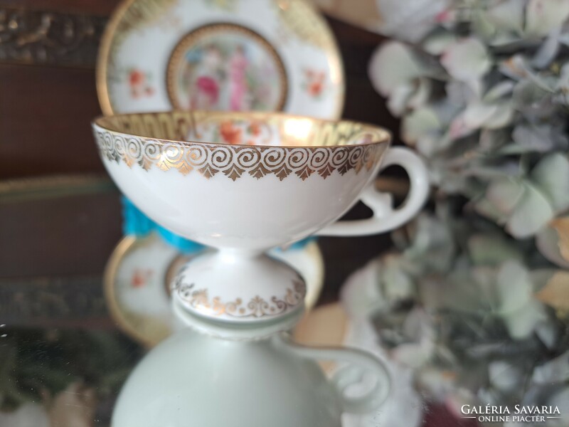 Porcelain mocha cup lady scene