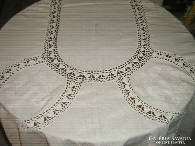 Dreamy Beautiful Crochet Lace Applique Applique Fruity Huge Butterwork Needle Tablecloth