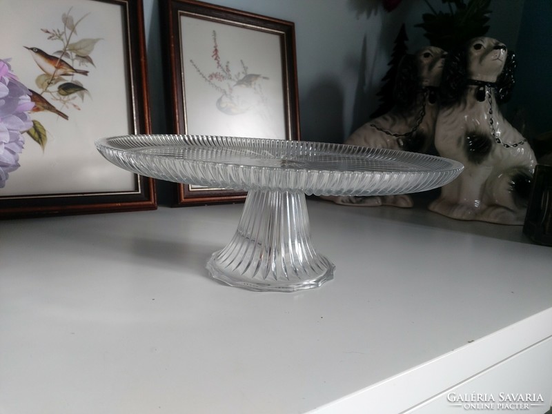 Beautiful glass, cake stand with legs, cake stand, table side with a diameter of 32 cm, height of 12 cm