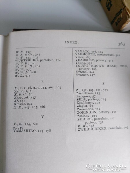 1914-es antik angol könyv gyűjtőknek -kerámia, porcelán jelzésekkel, Európa, Ázsia