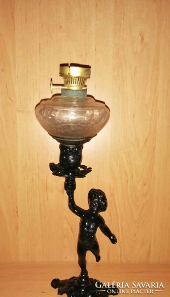 Antique putto figure very nice kerosene lamp - 34 cm