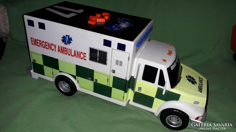 Quality toy state interactive lighting and sound self-operating battery-powered ambulance car 34 cm as shown in the pictures