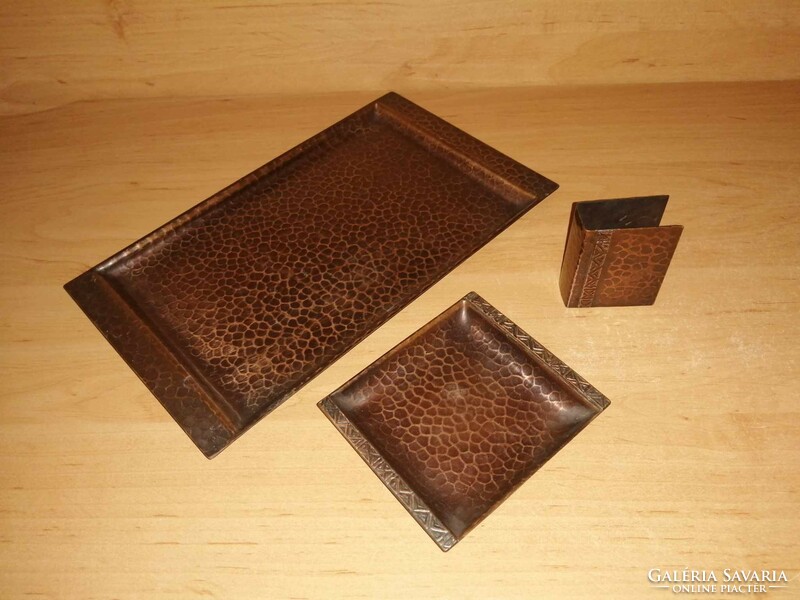 Craftsman copper cigar tray, ashtray and match holder set (b)