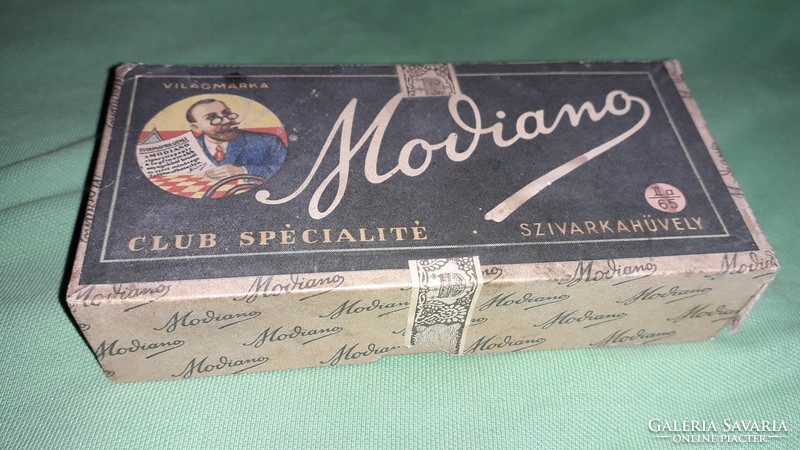 Antik 1930.CC MODIANO CLUB SPECIALITÉ papír szivarkahüvely doboz magyar 15 X 7 X 4cm a képek szerint