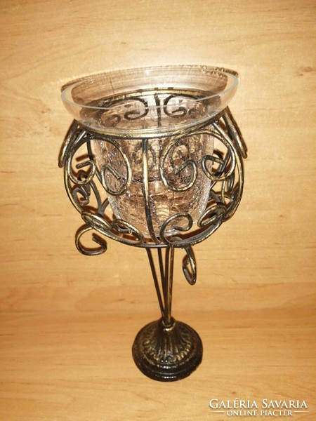 Veiled glass goblet in metal holder - 25 cm (b)