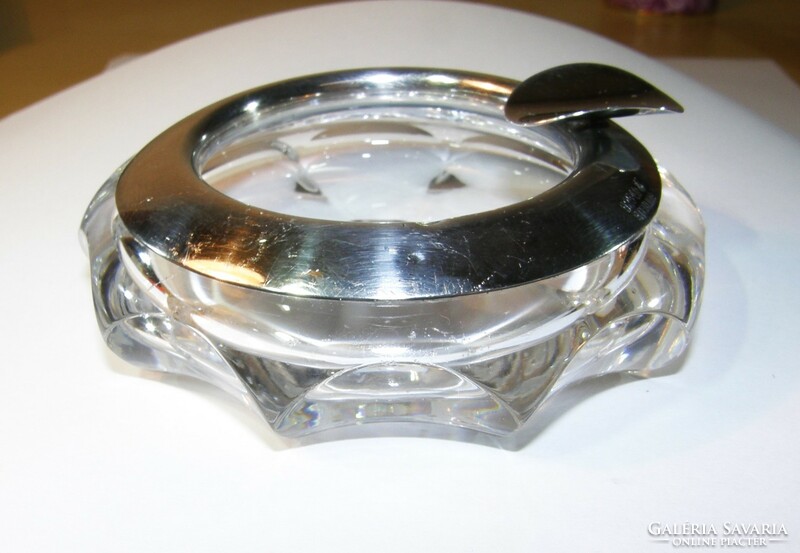 925-ös ezüst peremű kristály üveg hamutartó