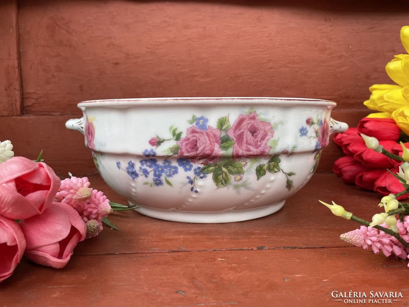 2 Ears floral rose patty bowl soup plate patty peasant bowl peasant coma bowl