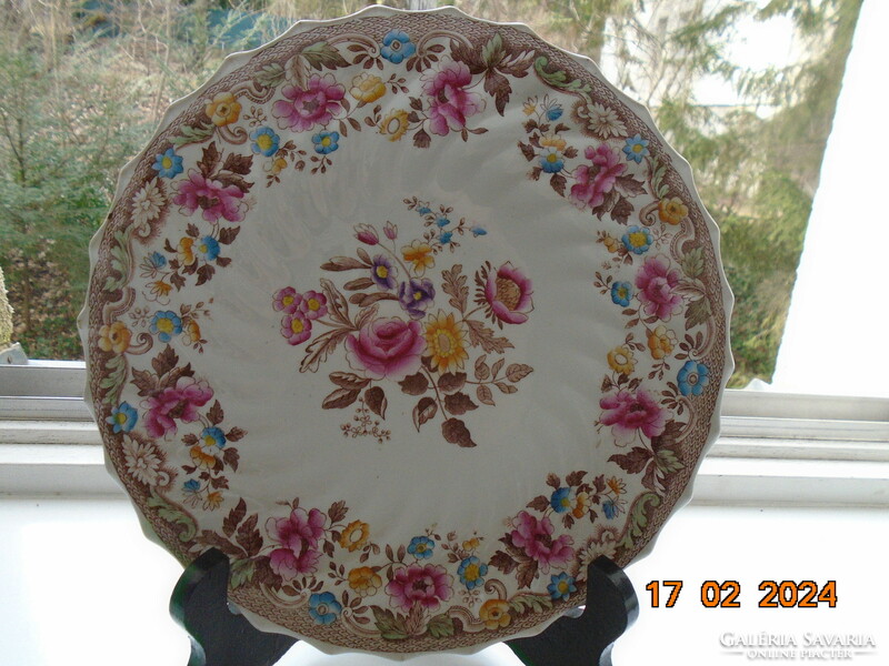 Copeland n=159276 hand-painted colorful flower pattern, numbered plate, twisted ribbed, laced