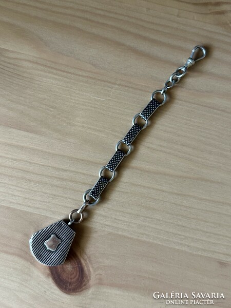 Antique niello silver pocket watch chain