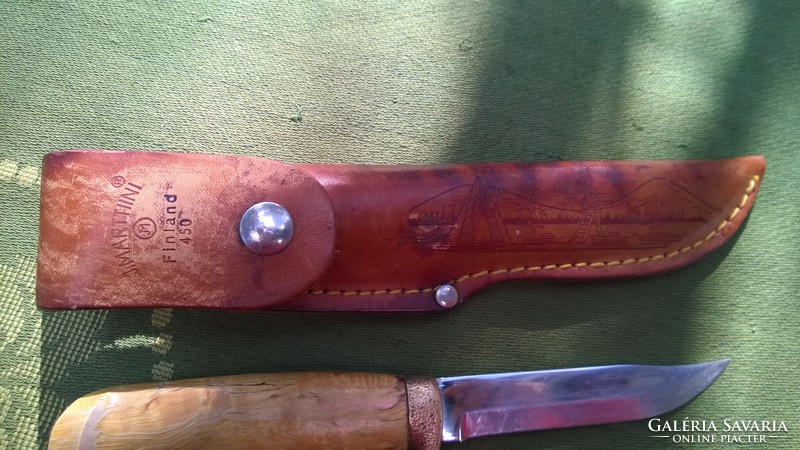 Anglers, hunters - marttiini knife in leather sheath carbon steel
