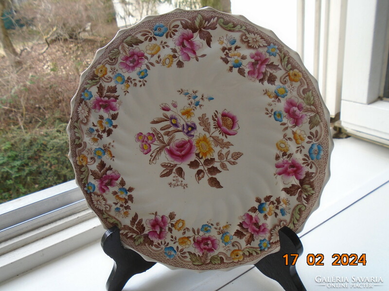 Copeland n=159276 hand-painted colorful flower pattern, numbered plate, twisted ribbed, laced