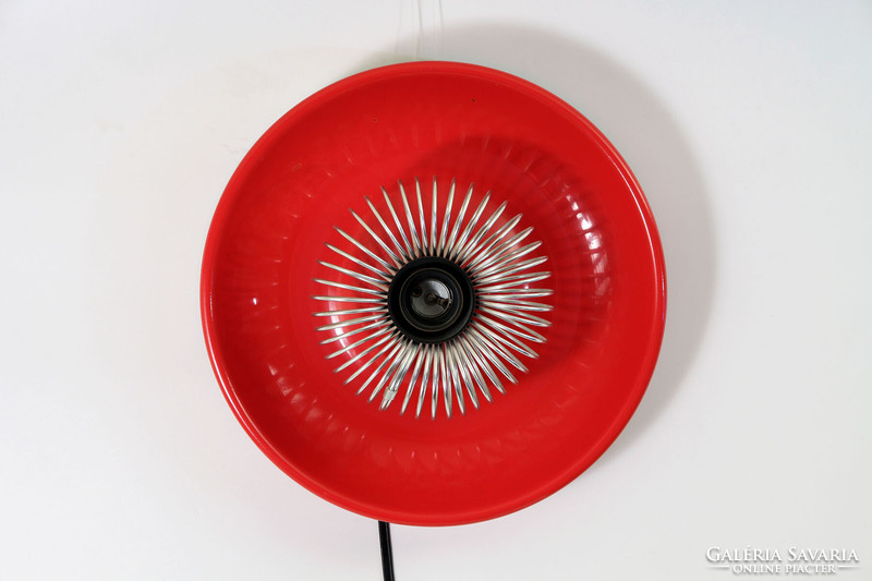 Retro wall lamp d=30cm m=10.5cm red enamel paint metal spiral