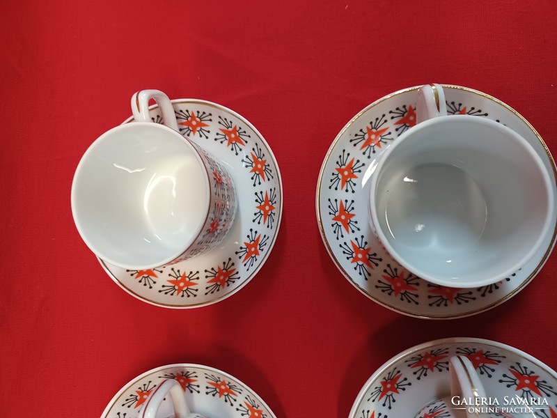 Hollóházi porcelain coffee cups with saucers