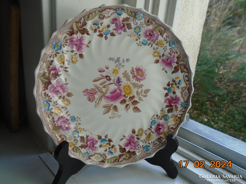 Copeland n=159276 hand-painted colorful flower pattern, numbered plate, twisted ribbed, laced