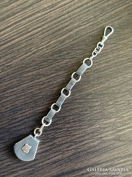 Antique niello silver pocket watch chain