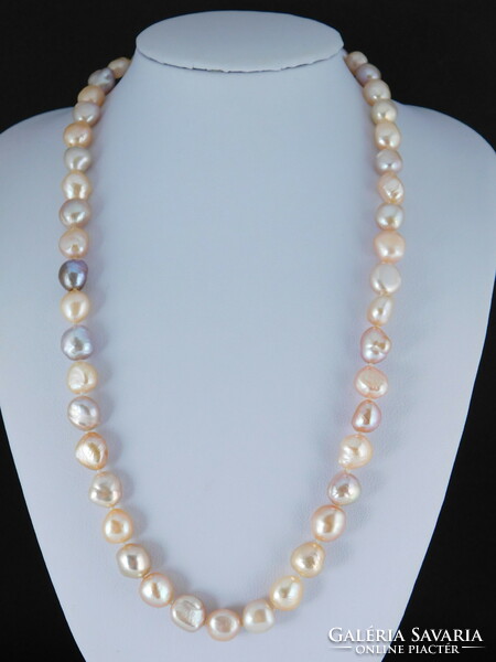 14 K gold baroque multicolored pearl necklace