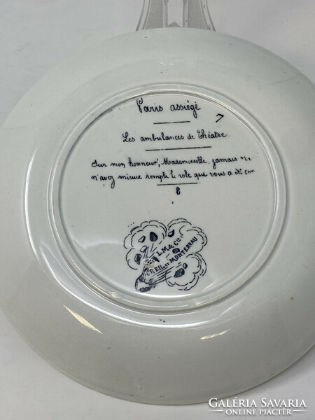 Antik Creil et Montereau fajansz "talking plates" beszélő tányérok, dísztányok 5db  RZ