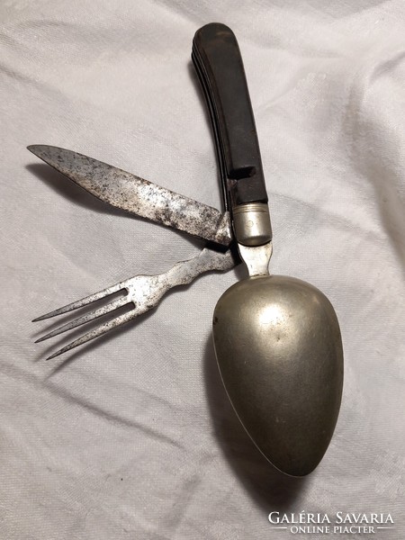 Kirándulós összecsukható evőeszköz, kés, villa, kanál
