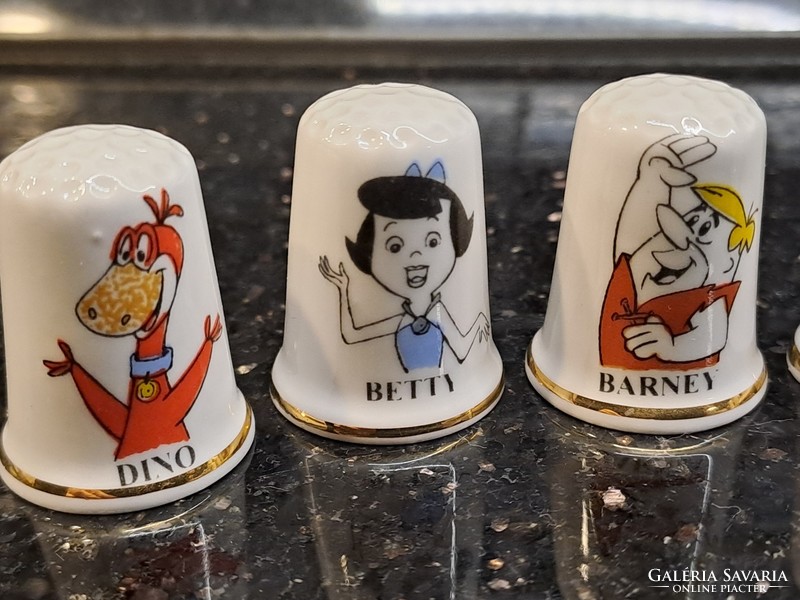 Subibidú!Birchcroft china English porcelain thimble collection Flinstone family with decor fairy tale collectors