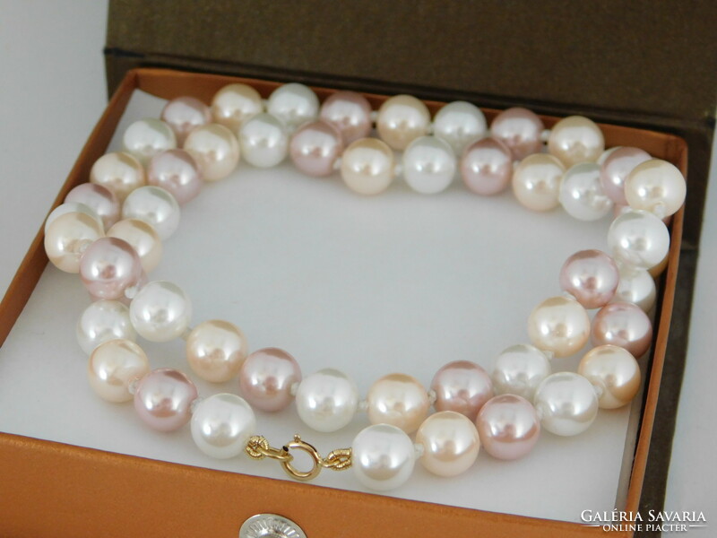 14 K gold multicolored shell pearl necklace