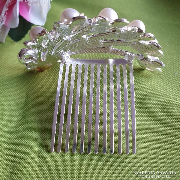 Wedding had53 - bridal crystal pearl hair comb hair ornament flower basket