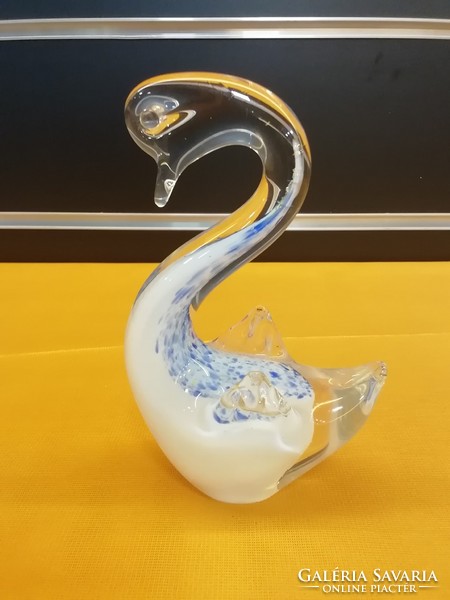 Swan-shaped glass paperweight