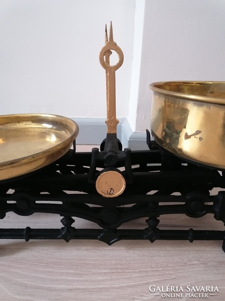 Decorative large antique Austrian scale with copper pan