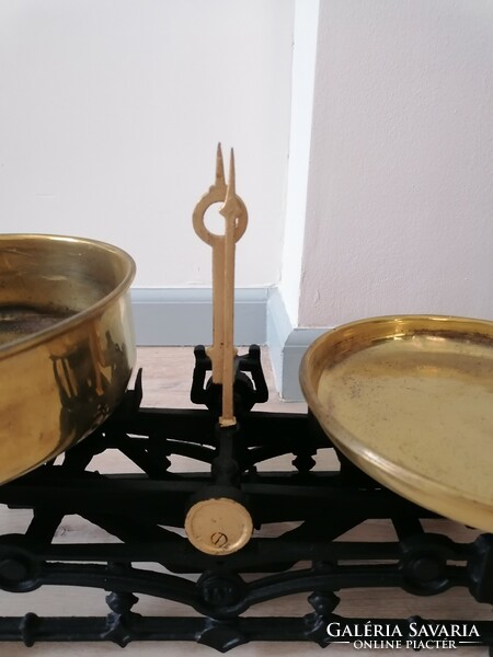 Decorative large antique Austrian scale with copper pan