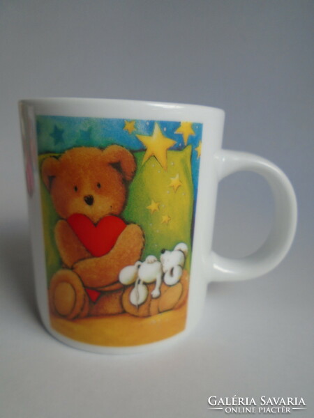 New, thick village teddy bear cup.