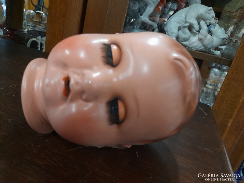 Rare Alt German, Germany blinking, open mouth, perfect porcelain doll head. Marked. 14 Cm.