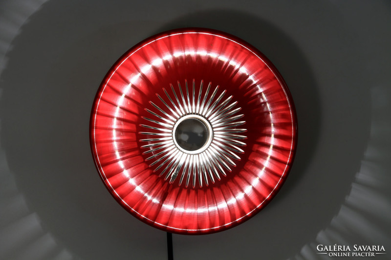 Retro wall lamp d=30cm m=10.5cm red enamel paint metal spiral