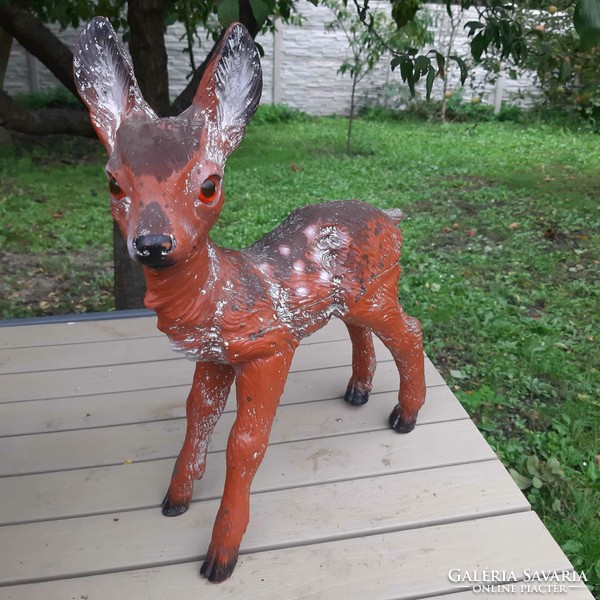 Deer 40 cm tall rubber figure. Garden ornament.
