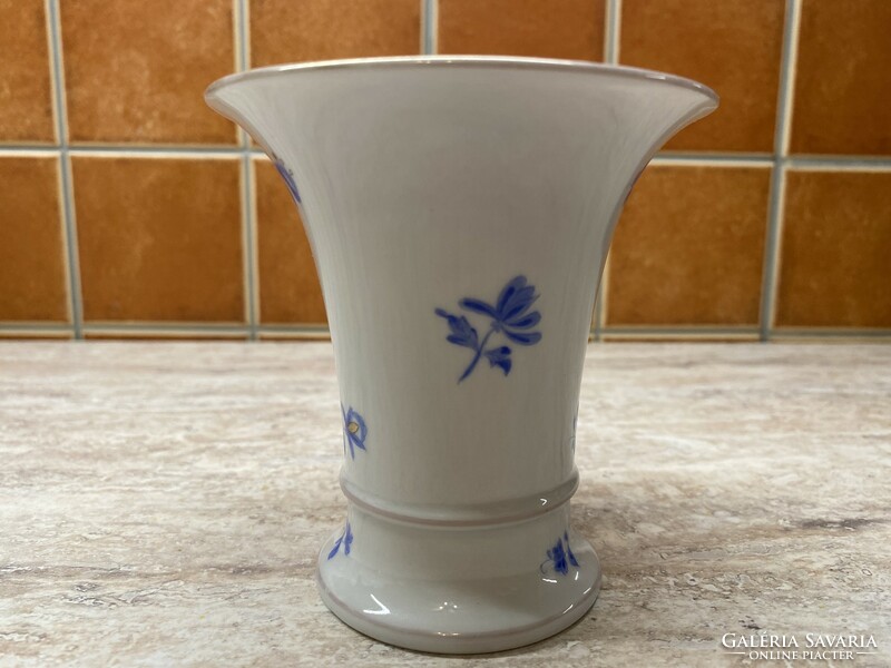 Herend blue patterned vase, hand painted 10x9
