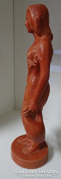 Beautiful, flawless Józsa Lajos water-carrying girl marked ceramic statue.