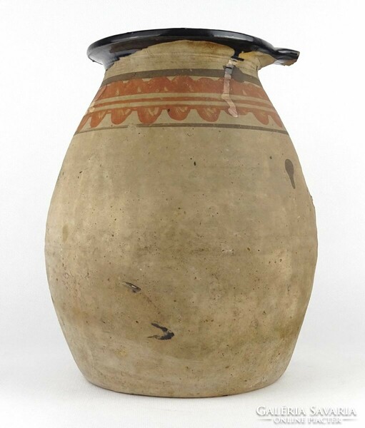 1Q519 old large plain earthenware linen pot 25.5 Cm