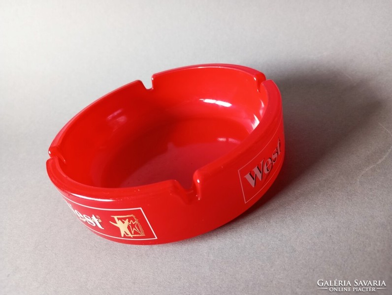 Vintage west cigarette red French glass ashtray 1990s